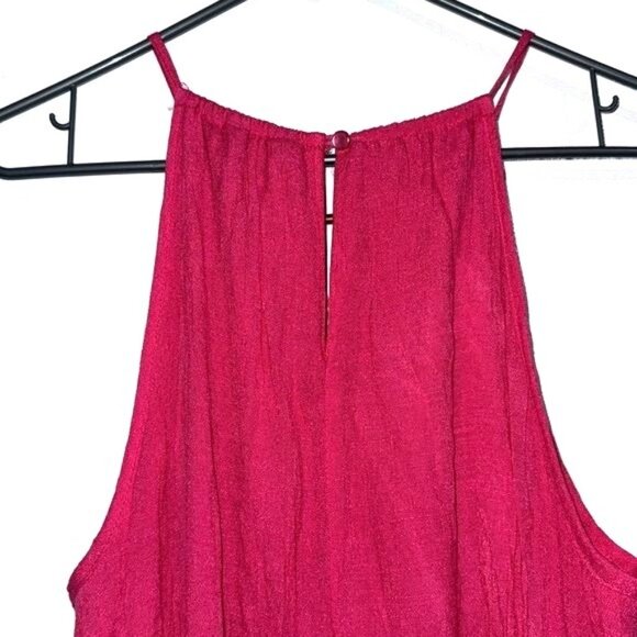 Sleeveless Pink High-Low Maxi Dress With Gold Accent By Mae Gabrielle XL Rayon & - Picture 6 of 10